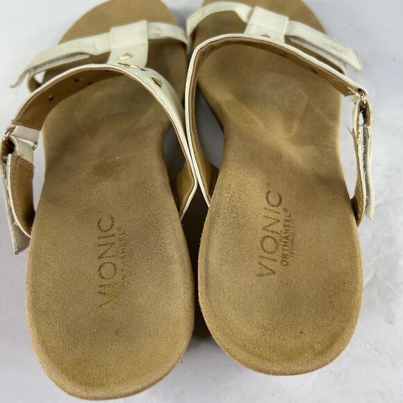 Vionic Women's Maggie Wedge Sandals US 11 White Studs T-strap Shoes - Picture 8 of 10